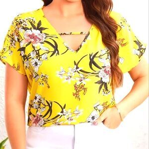 Floral plus size bat sleeve blouse sz 4X